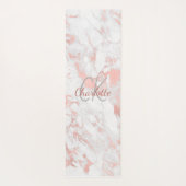 大理石バラ金ゴールドピンクモノグラム名 ヨガマット (裏面)