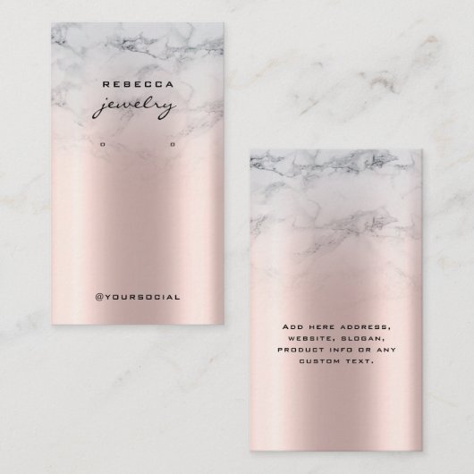 大理石バラ金ゴールドフェイク箔イヤリングディスプレイカード 名刺 (正面/裏面)