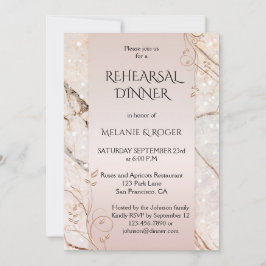 大理石バラ金ゴールドフローラリハーサルディナー招待状 招待状