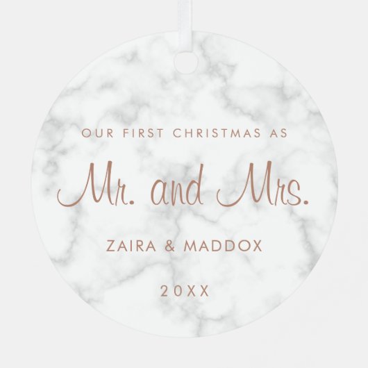 大理石バラ金ゴールドミスター・アンド・ミセス・マイ・初めてのクリスマス メタルオーナメント (裏面)