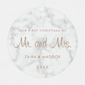 大理石バラ金ゴールドミスター・アンド・ミセス・マイ・初めてのクリスマス メタルオーナメント (正面)