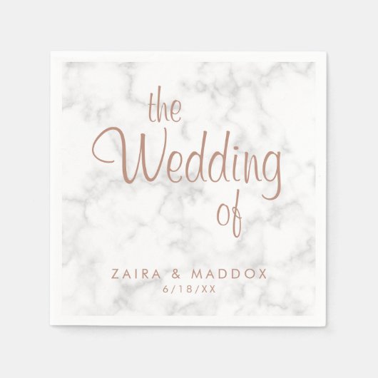 大理石バラ金ゴールドモダンス結婚クリプト スタンダードカクテルナプキン (正面)