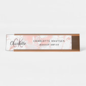 大理石バラ金ゴールドモノグラムモダンプロフェッショナル デスクネームプレート (正面)