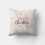 大理石バラ金ゴールドモノグラム名 クッション (裏面)