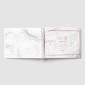 大理石バラ金ゴールドモノグラム+ロマンチックフォント ゲストブック (全面)
