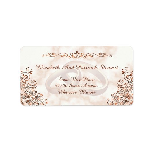 大理石バラ金ゴールドリングや輪エレガントな結婚式の出荷 ラベル (正面)