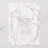 大理石バラ金ゴールド幾何結婚式招待状 招待状 (正面/裏面)