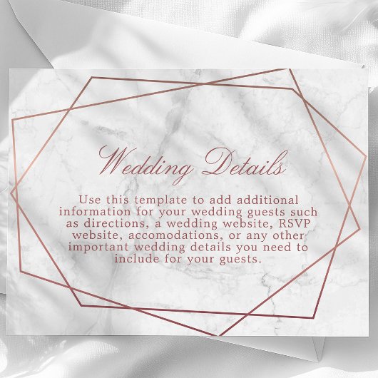 大理石バラ金ゴールド幾何結婚詳細情報 エンクロージャーカード