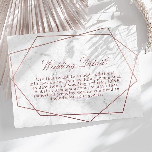 大理石バラ金ゴールド幾何結婚詳細情報 エンクロージャーカード