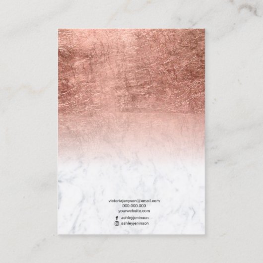 大理石バラ金ゴールド箔ジュエリーイヤリング表示 名刺 (裏面)