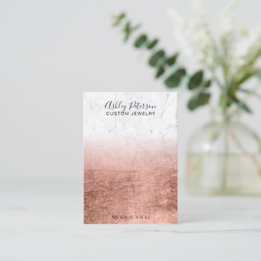 大理石バラ金ゴールド箔ジュエリーイヤリング表示 名刺 (スタンド正面)