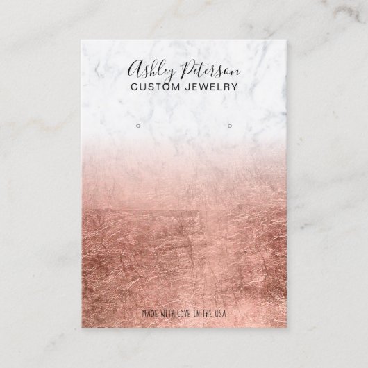 大理石バラ金ゴールド箔ジュエリーイヤリング表示 名刺 (正面)