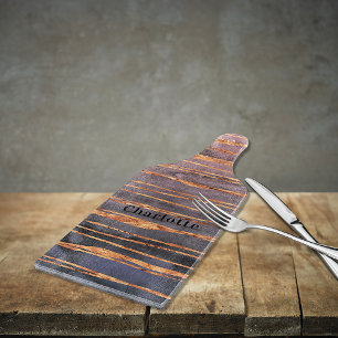 大理石バラ金ゴールド紫モダン名 カッティングボード