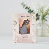 大理石バラ金ゴールド結婚の写真ありがとうはがき ポストカード (スタンド正面)