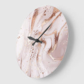 大理石バラ金ゴールド:液体抽象芸術。 ラージ壁時計 (傾斜)