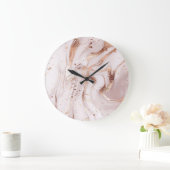 大理石バラ金ゴールド:液体抽象芸術。 ラージ壁時計 (ホーム)