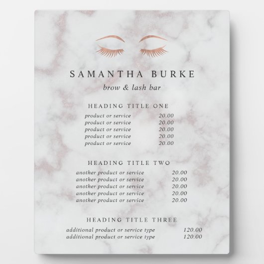 大理石バラ金ゴールドLash & Brow価格/サービス フォトプラーク (正面)