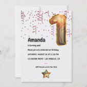 大理石バルーン1st誕生日招待状 招待状 (正面)