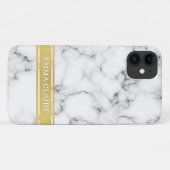 大理石パターンと金ゴールド名プレート Case-Mate iPhoneケース (裏面(横))