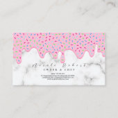 大理石パティスリーパティストリーシェフベーカリーピンククリーム 名刺 (正面)