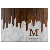 大理石パーソナライズされたと木科の名前モノグラム カッティングボード (正面)