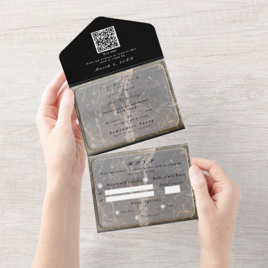 大理石パーソナライズされたエレガント石 オールインワン招待状 (貼ってはがせる)