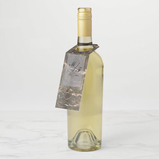 大理石パーソナライズされたエレガント石 ボトルネックタグ (アングル)