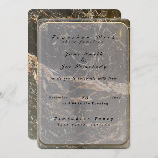 大理石パーソナライズされたエレガント石 招待状 (正面/裏面)