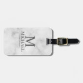 大理石パーソナライズされたグロムスマンの名前とモノグラム ラゲッジタグ (正面横)