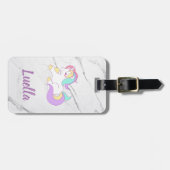 大理石パーソナライズされたユニコーン荷物タグ ラゲッジタグ (正面横)