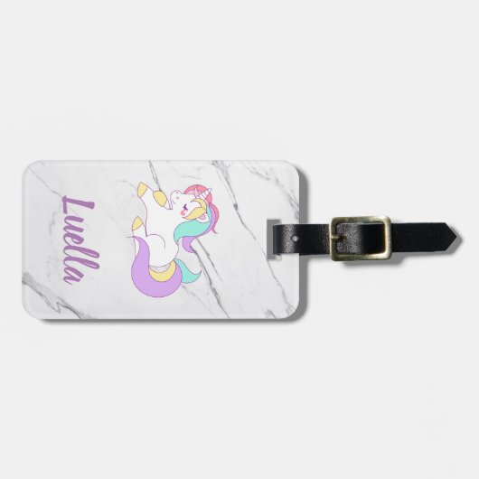 大理石パーソナライズされたユニコーン荷物タグ ラゲッジタグ (正面横)