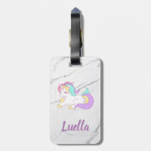 大理石パーソナライズされたユニコーン荷物タグ ラゲッジタグ (裏面縦)