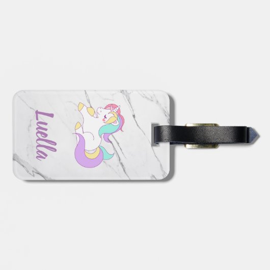 大理石パーソナライズされたユニコーン荷物タグ ラゲッジタグ (裏面横)