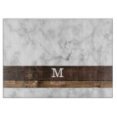 大理石パーソナライズされた及び木材モノグラムイニシャル カッティングボード (正面)
