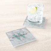 大理石パーソナライズされた引っ越し祝いパーティーギフトコースター ガラスコースター (アングル)