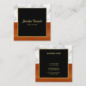 大理石パーソナライズされた木材金ゴールドモダンエレガント スクエア名刺 (正面/裏面)