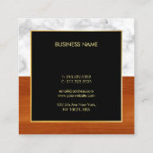 大理石パーソナライズされた木材金ゴールドモダンエレガント スクエア名刺 (裏面)