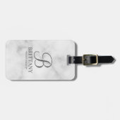 大理石パーソナライズされた花嫁の名前とモノグラム ラゲッジタグ (正面横)