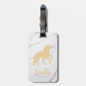 大理石パーソナライズされた金ゴールドユニコーン荷物タグ ラゲッジタグ (裏面縦)