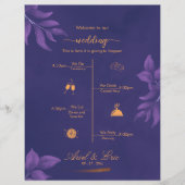 大理石パープルクラシックエレガントウェディングプログラム (正面)