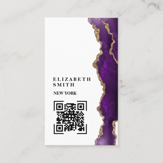 大理石パープルテクスチャQR名刺 名刺 (正面)