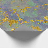 大理石パープル金ゴールドグリーンストーンストロークギフトアイディア ラッピングペーパー (角)