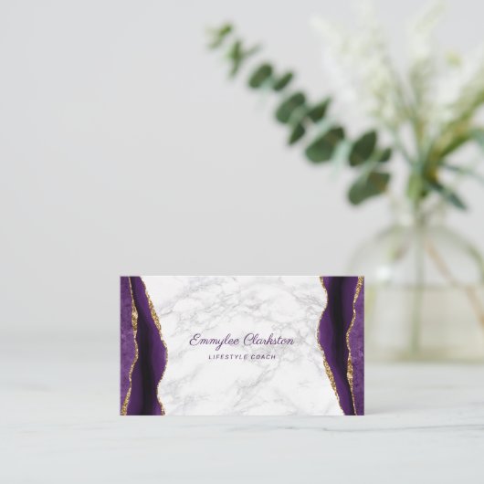 大理石パープル金ゴールド瑪瑙名刺 名刺 (スタンド正面)