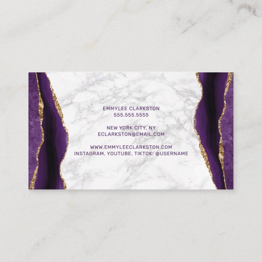 大理石パープル金ゴールド瑪瑙名刺 名刺 (裏面)