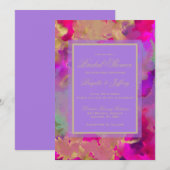 大理石パープル、金ゴールドブライダルシャワー セーブザデート (正面/裏面)