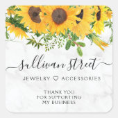 大理石ヒマワリースモールビジネスありがとう スクエアシール (正面)