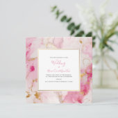 大理石ピンクと金ゴールド効果,結婚式招待状 招待状 (スタンド正面)