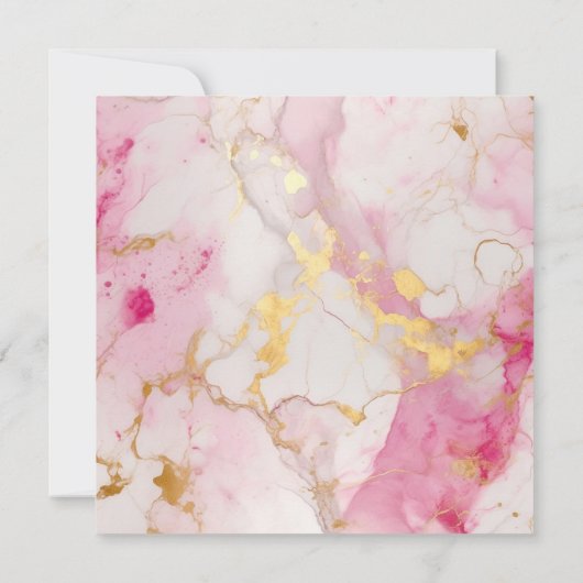 大理石ピンクと金ゴールド効果，結婚式招待状 招待状 (裏面)