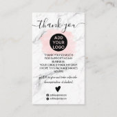 大理石ピンクのブラシストロークのロ感謝していゴの順序 名刺 (正面)