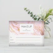 大理石ピンクのローズ メイクアップ ビューティー ギフト証明書 1 (スタンド正面)
